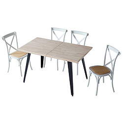 Avis Pegane Table à manger rectangulaire extensible en bois coloris chêne / pieds noir - Longueur 140-220 x profondeur 80 x hauteur 76 cm