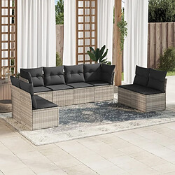 vidaXL Salon de jardin 8 pcs avec coussins gris clair résine tressée