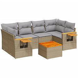 vidaXL Salon de jardin avec coussins 7 pcs beige résine tressée