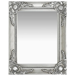 Decoshop26 Miroir mural rectangulaire style baroque 50x40 cm Argenté DEC022852