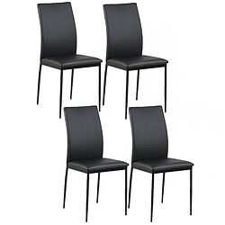 Toilinux Lot de 4 Chaises de salle à manger en Simili - Noir