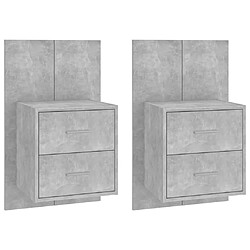 vidaXL Tables de chevet murales 2 pcs Gris béton