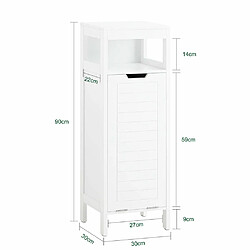 Acheter SoBuy BZR122-W Meuble Bas de Salle de Bain avec Corbeille à Linge, Armoire Toilette, Meuble Demi-Colonne, Meuble de Rangement avec 1 Panier à Linge