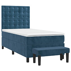 Maison Chic Lit adulte- Lit + matelas,Sommier à lattes de lit avec matelas Bleu foncé 90x200 cm -GKD33593