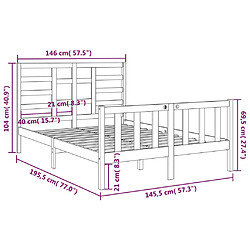 vidaXL Cadre de lit sans matelas bois massif 140x190 cm pas cher