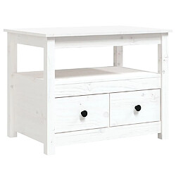 vidaXL Table basse Blanc 71x49x55 cm Bois massif de pin