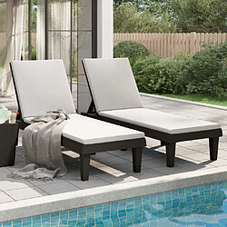 Avis Maison Chic Lot de 2 Chaises longues | Transat Bain de soleil noir 155x58x83 cm polypropylène -GKD53350