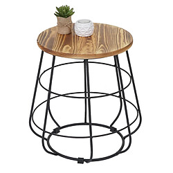 Mendler Tabouret HWC-A80, Tabouret avec espace de rangement, design industriel, bois naturel, Ø35cm