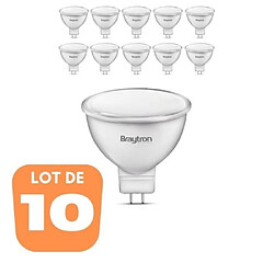 BRAYTRON Lot de 10 ampoules LED GU5.3 5W (Eq. 32W) 4000K 110°