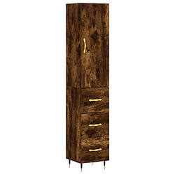 vidaXL Buffet haut Chêne fumé 34,5x34x180 cm Bois d'ingénierie