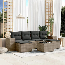 Maison Chic Salon de jardin avec coussins 7 pcs, Ensemble Tables et chaises de jardin, gris résine tressée -GKD764823