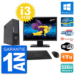 PC Dell T1700 SFF Ecran 27" Intel i3-4130 RAM 32Go Disque 1To Windows 10 Wifi - Occasion