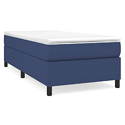 Maison Chic Structures de lit + matelas,Lit à sommier tapissier avec matelas Bleu 90x190 cm Tissu -MN32437