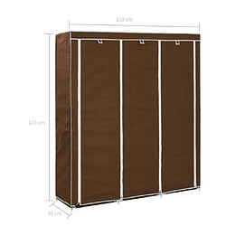 vidaXL Armoire avec compartiments et barres Marron 150x45x175 cm Tissu pas cher