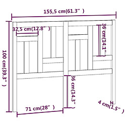 Acheter vidaXL Tête de lit Blanc 155,5x4x100 cm Bois massif de pin