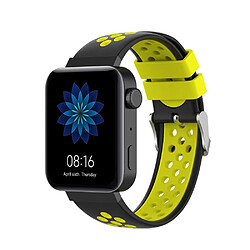 Bracelet en silicone double couleur noir jaune pour votre Xiaomi Mi Watch