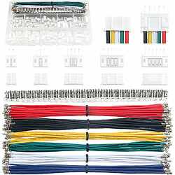 Kit de 420 connecteurs JST 2,0 mm : jeu JST-PH 2/3/4/5/6 broches, connecteurs mâle et femelle, câbles pré-sertis 22AWG et double broche femelle