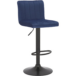 Decoshop26 Lot de 2 tabourets de bar pivotant hauteur réglable assise surpiqué en velours bleu et métal noir 10_0004224 pas cher