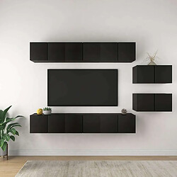 Maison Chic Meubles TV 8 pcs | Banc TV Moderne pour salon | Meuble de Rangement Noir Aggloméré -MN93410