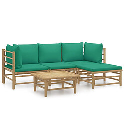 Maison Chic Salon de jardin 5 pcs + coussins - Mobilier/Meubles de jardin - Table et chaises d'extérieur vert bambou -MN67392