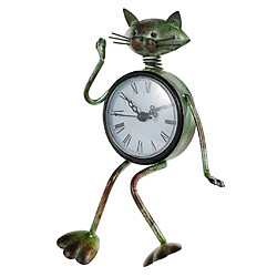 Acheter Horloge Figurine Animal en Fer Forgé Rétro Ornement de Chat