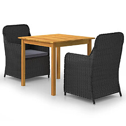 Maison Chic Ensemble de salle à manger de jardin 3 pcs,Table et chaises d'extérieur Noir -GKD432323