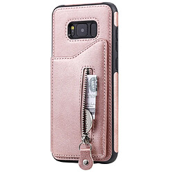 Wewoo Housse Coque Pour Galaxy S8 Plus Etui de protection antichoc couleur solide à double boucle et fermeture à glissière or rose