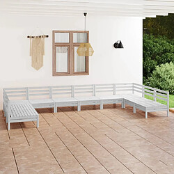 Maison Chic Salon de jardin 10 pcs - Table et chaises d'extérieur - Mobilier/Meubles de jardin Moderne Blanc Bois de pin massif -MN49315