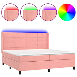 vidaXL Sommier à lattes de lit matelas et LED Rose 200x200 cm Velours