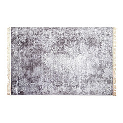 Pegane Tapis à franges, tissage plat imprimé, moquette en polyester coloris argent/blanc - Longueur 230 x Profondeur 2 x Hauteur 160 cm