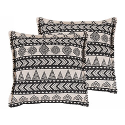 Beliani Lot de 2 coussins HENTEPE Bouclé 45 x 45 cm Géométrique Noir