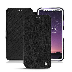 Noreve Housse cuir Apple iPhone Xs - Ebène Housse en cuir pour iPhone Xs - Rabat horizontal - Ebène (Noir) - Protection haut de gamme