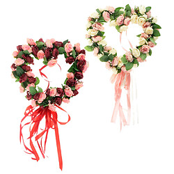 Guirlande de Fleurs de Rose En Forme de Coeur En Soie Artificielle 2pcs pas cher