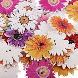 Acheter 50 Pièces 25mm Marguerite Fleur En Bois 2-Boutons Pour Artisanat Artisanat Scrapbooking