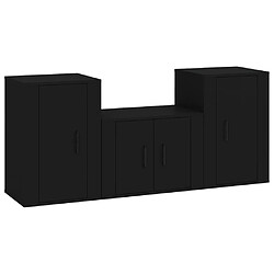 Maison Chic Ensemble de meubles TV 3 pcs pour salon - Noir Bois d'ingénierie -MN66829