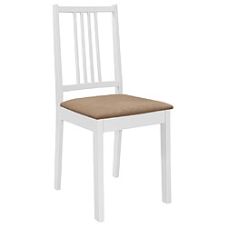 vidaXL Chaises à manger avec coussins lot de 6 blanc bois solide