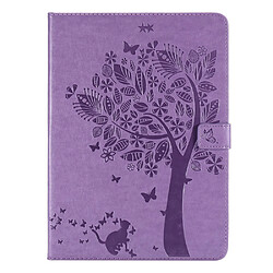 Etui en PU motif chat et arbre avec support magnétique violet clair pour votre iPad mini (2021)