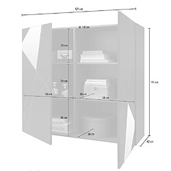 Mes Buffet 4 portes 2 tiroirs 207x42x88 cm décor bois vieilli - BLAZE pas cher