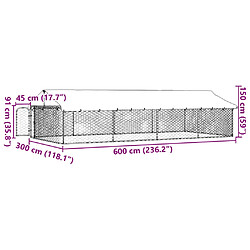 vidaXL Chenil extérieur avec toit 600x300x150 cm pas cher