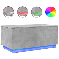 Maison Chic Table basse pour salon | Table à café avec lumières LED gris béton 90x50x40 cm -GKD61107