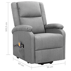 vidaXL Fauteuil de massage inclinable Gris clair Tissu pas cher