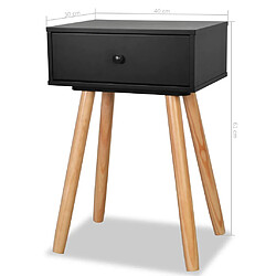 vidaXL Table de chevet 2 pcs Bois de pin massif 40 x 30 x 61 cm Noir pas cher