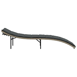 Acheter vidaXL Chaise longue et coussin gris clair 55x199x50 cm résine tressée