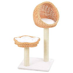 Helloshop26 Arbre à chat griffoir grattoir niche jouet animaux peluché en sisal naturel bois de saule 3702247