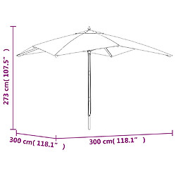 vidaXL Parasol de jardin avec mât en bois vert 300x300x273 cm pas cher