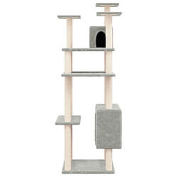 Helloshop26 Arbre à chat meuble tour grimper jouet grattage grattoir escalade plateforme avec griffoirs en sisal clair 162 cm gris 02_0022582