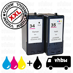 Vhbw PACK AVANTAGEUX: recharge de cartouche encre noire et couleur compatible pour LEXMARK 34 & 35