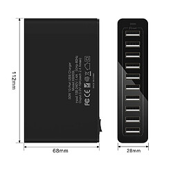 Avis Universal Noir 50W station chargeur multiport USB pour chargement rapide chargeur 10 ports 5V10A station chargeur multiport rapide pour téléphone portable