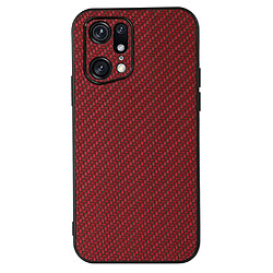 Coque en TPU + PU texture en fibre de carbone, anti-rayures, rouge pour votre Oppo Find X5 Pro