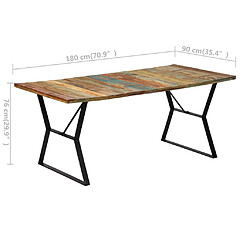 vidaXL Table de salle à manger 180x90x76cm Bois de récupération solide pas cher